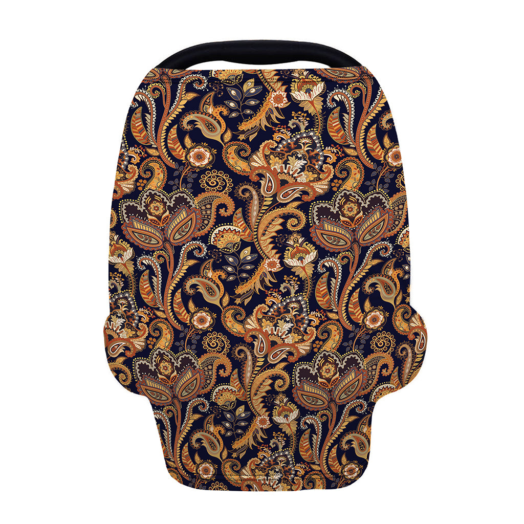 Gold And Blue Paisley Pattern Print Baby Seat Cover