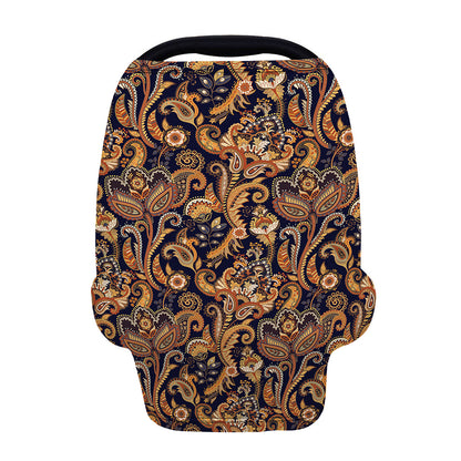 Gold And Blue Paisley Pattern Print Baby Seat Cover