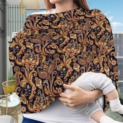 Gold And Blue Paisley Pattern Print Baby Seat Cover
