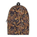 Gold And Blue Paisley Pattern Print Backpack