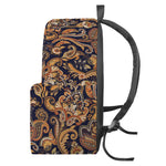 Gold And Blue Paisley Pattern Print Backpack