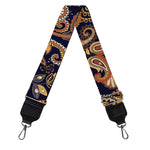 Gold And Blue Paisley Pattern Print Bag Strap