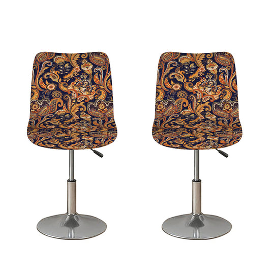 Gold And Blue Paisley Pattern Print Bar Stool Covers