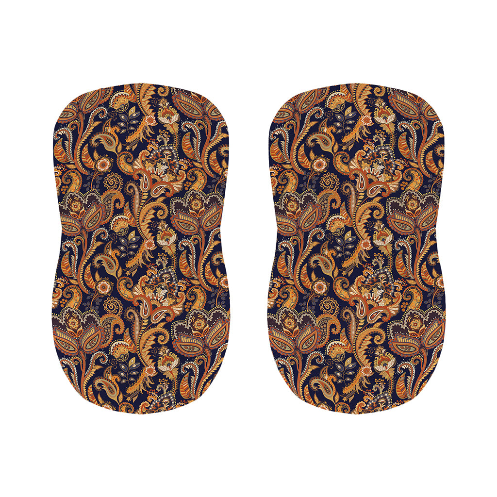 Gold And Blue Paisley Pattern Print Bar Stool Covers