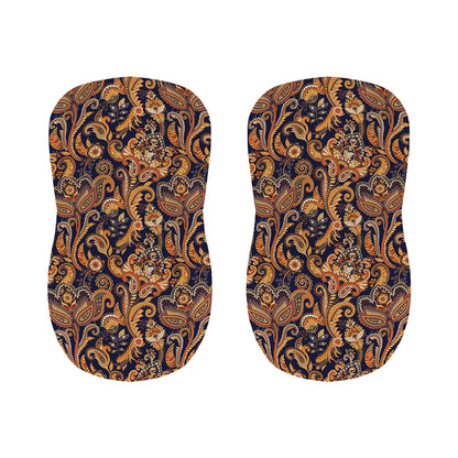 Gold And Blue Paisley Pattern Print Bar Stool Covers