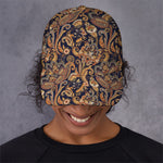 Gold And Blue Paisley Pattern Print Baseball Cap