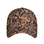 Gold And Blue Paisley Pattern Print Baseball Cap