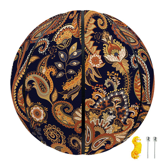 Gold And Blue Paisley Pattern Print Basketball