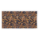 Gold And Blue Paisley Pattern Print Beach Towel