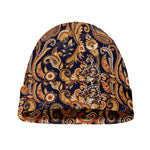 Gold And Blue Paisley Pattern Print Beanie
