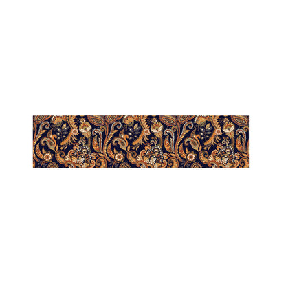 Gold And Blue Paisley Pattern Print Bed Runner