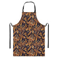 Gold And Blue Paisley Pattern Print Bib Apron With Pocket