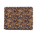 Gold And Blue Paisley Pattern Print Bifold Wallet