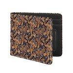 Gold And Blue Paisley Pattern Print Bifold Wallet