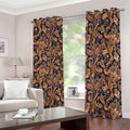Gold And Blue Paisley Pattern Print Dimout Grommet Curtains