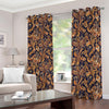 Gold And Blue Paisley Pattern Print Blackout Grommet Curtains