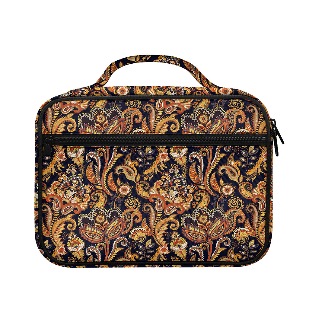 Gold And Blue Paisley Pattern Print Briefcase Bible Bag