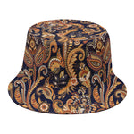 Gold And Blue Paisley Pattern Print Bucket Hat