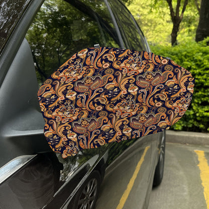 Gold And Blue Paisley Pattern Print Car Side Mirror Covers