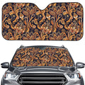 Gold And Blue Paisley Pattern Print Car Windshield Sun Shade