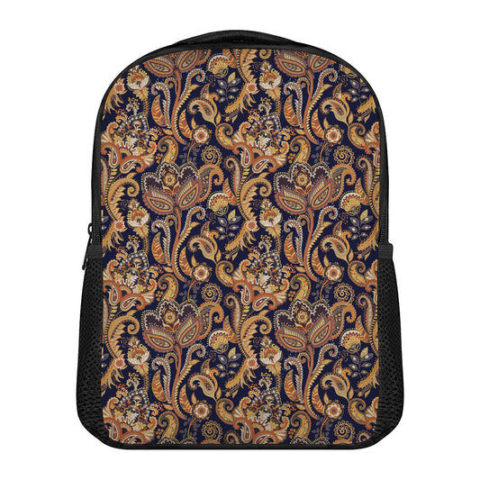 Gold And Blue Paisley Pattern Print Casual Backpack
