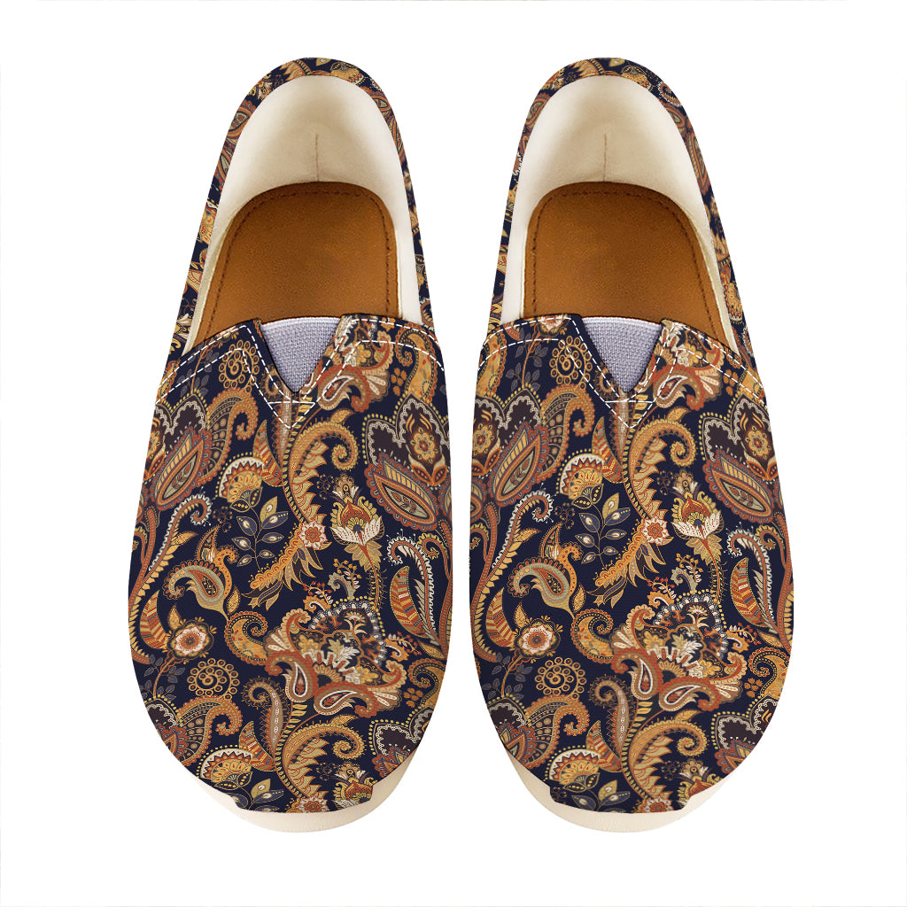 Gold And Blue Paisley Pattern Print Casual Shoes