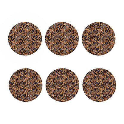 Gold And Blue Paisley Pattern Print Coaster Set