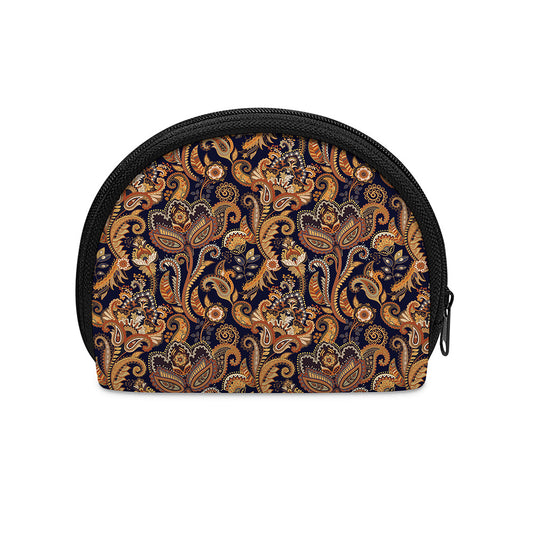 Gold And Blue Paisley Pattern Print Coin Purse