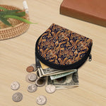 Gold And Blue Paisley Pattern Print Coin Purse