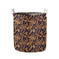 Gold And Blue Paisley Pattern Print Collapsible Laundry Basket