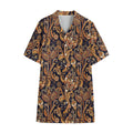 Gold And Blue Paisley Pattern Print Cotton Hawaiian Shirt