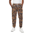 Gold And Blue Paisley Pattern Print Cotton Sweatpants