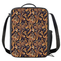 Gold And Blue Paisley Pattern Print Crossbody Lunch Bag