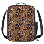 Gold And Blue Paisley Pattern Print Crossbody Lunch Bag