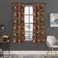 Gold And Blue Paisley Pattern Print Grommet Curtain Panels
