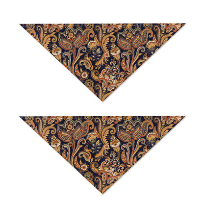 Gold And Blue Paisley Pattern Print Dog Bandana