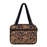 Gold And Blue Paisley Pattern Print Double Strap Bible Bag