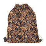 Gold And Blue Paisley Pattern Print Drawstring Bag