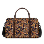 Gold And Blue Paisley Pattern Print Duffle Bag