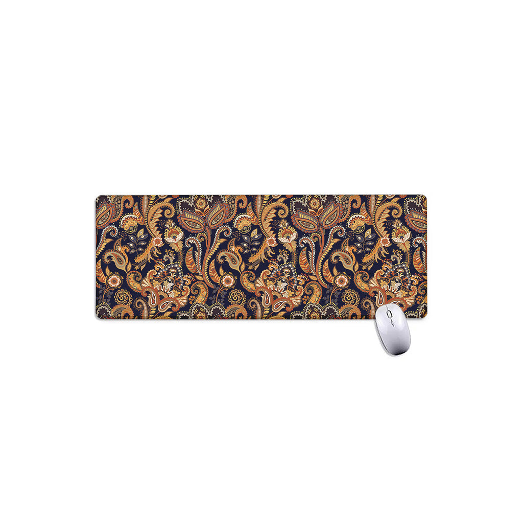 Gold And Blue Paisley Pattern Print Extended Mouse Pad