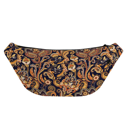 Gold And Blue Paisley Pattern Print Fanny Pack