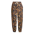 Gold And Blue Paisley Pattern Print Fleece Lined Knit Pants