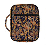 Gold And Blue Paisley Pattern Print Front Pocket Bible Bag