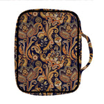 Gold And Blue Paisley Pattern Print Front Pocket Bible Bag