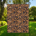 Gold And Blue Paisley Pattern Print Garden Flag