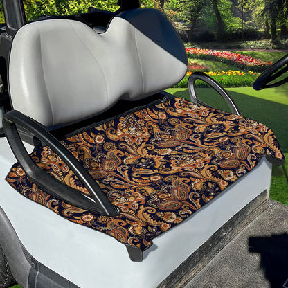 Gold And Blue Paisley Pattern Print Golf Cart Seat Cover