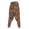 Gold And Blue Paisley Pattern Print Hammer Pants