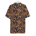 Gold And Blue Paisley Pattern Print Hawaiian Shirt