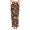 Gold And Blue Paisley Pattern Print High Slit Maxi Skirt