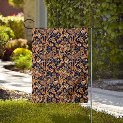 Gold And Blue Paisley Pattern Print House Flag